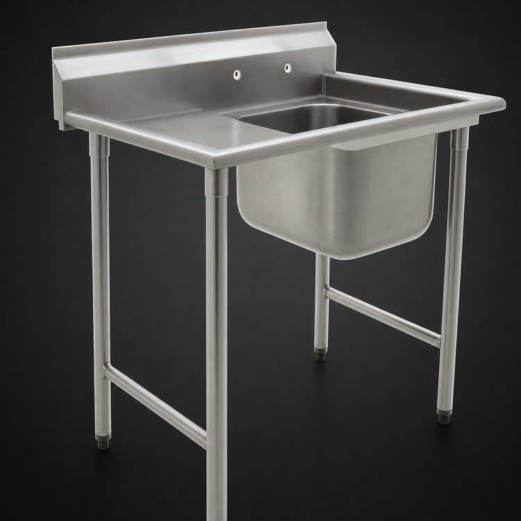 Product image #3 for Eagle 414 Series 1-Compartment Commercial Sink with Left Drainboard, 18" x 24" Bowl