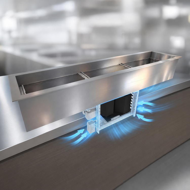 Product image #3 for Duke CP3-SL-DC-D Drop-In Self-Contained Refrigerated Cold Food Well, 3-Pan