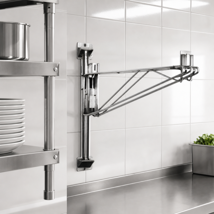 Product image #3 for Eagle Group Adjustable Post Wire Wall Mount Prepackaged Mid Unit for 24-Inch Shelves, 14-Inch Post, Stainless Steel