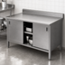 Thumbnail image #3 for John Boos Enclosed Work Table with Cabinet Base and Hinged Doors, 96 x 30 Inches, 14-Gauge Stainless Steel Top, 5-Inch Backsplash