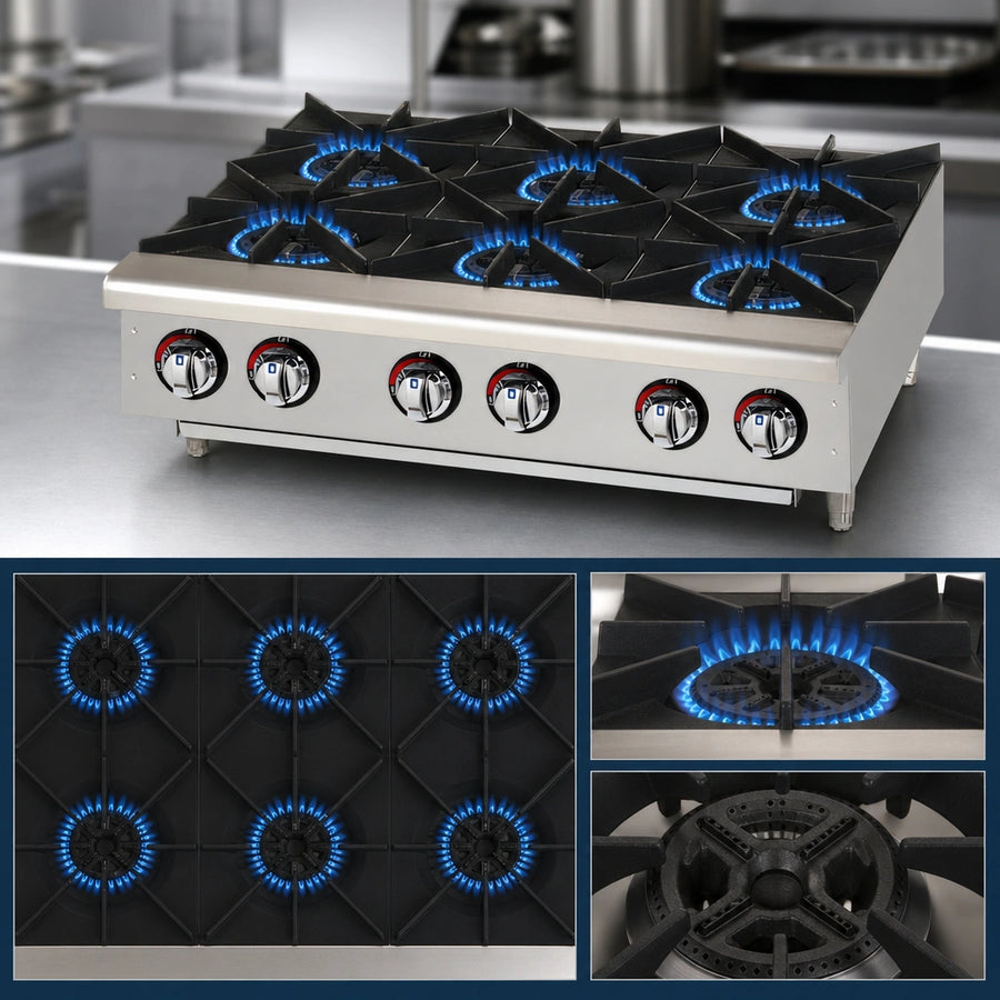 Six 25,000 BTU Burners