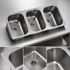 Thumbnail image #3 for Eagle Group FDI-10-14-9.5-3 Three-Compartment Weld-In Sink, 18-Gauge Type 304 Stainless Steel, 10 x 14 x 9-1/2-Inch Bowls