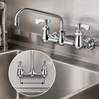 Thumbnail image #3 for Krowne Royal Series 14-808L Low-Lead 8-Inch Center Wall-Mount Commercial Faucet with 8-Inch Swing Spout and Ceramic Valves Case of 6