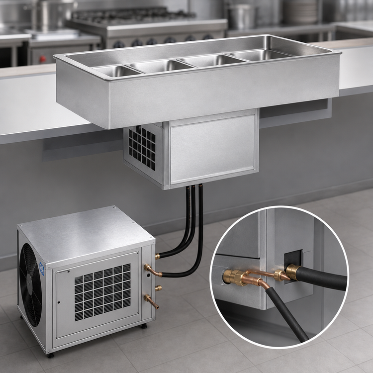 Product image #3 for Atlas Metal RMX-2 Remote Refrigerated 2-Pan Full-Size Drop-In Cold Food Well