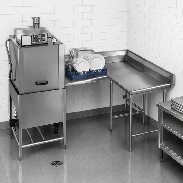 Product image #3 for Eagle Group Right-Hand Corner Clean Dishtable, 84-Inch Machine-to-Corner x 60-Inch Corner-to-End, 16/430 Stainless Steel