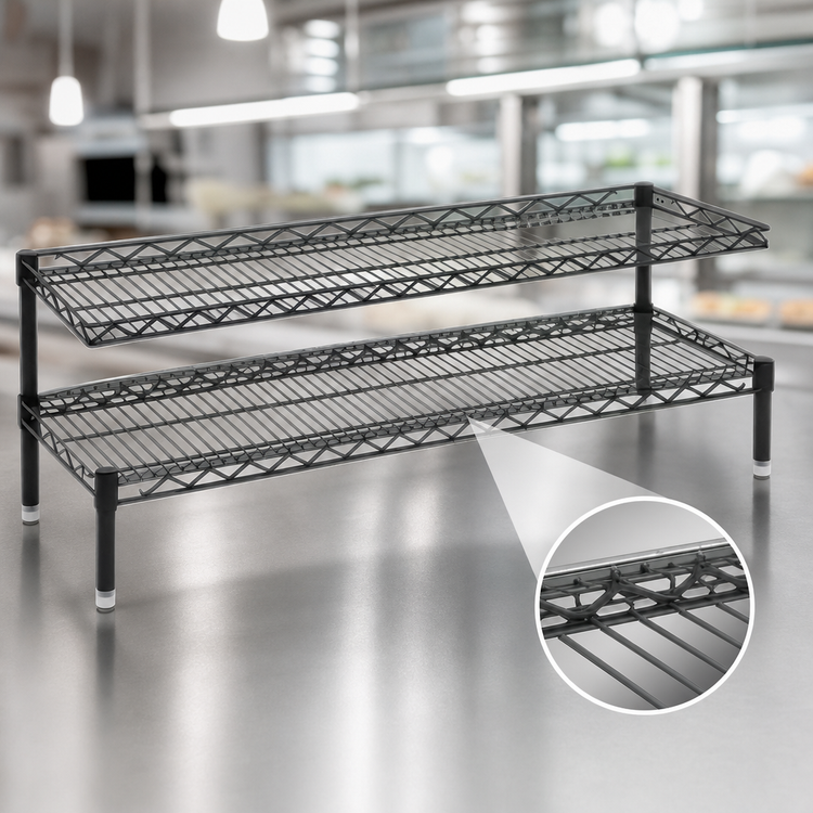 Product image #3 for Eagle Group QuadTruss Front Case Merchandise 2-Tier Cantilevered Wire Shelving Unit, 30 x 14 x 14 Inches, Gray Epoxy