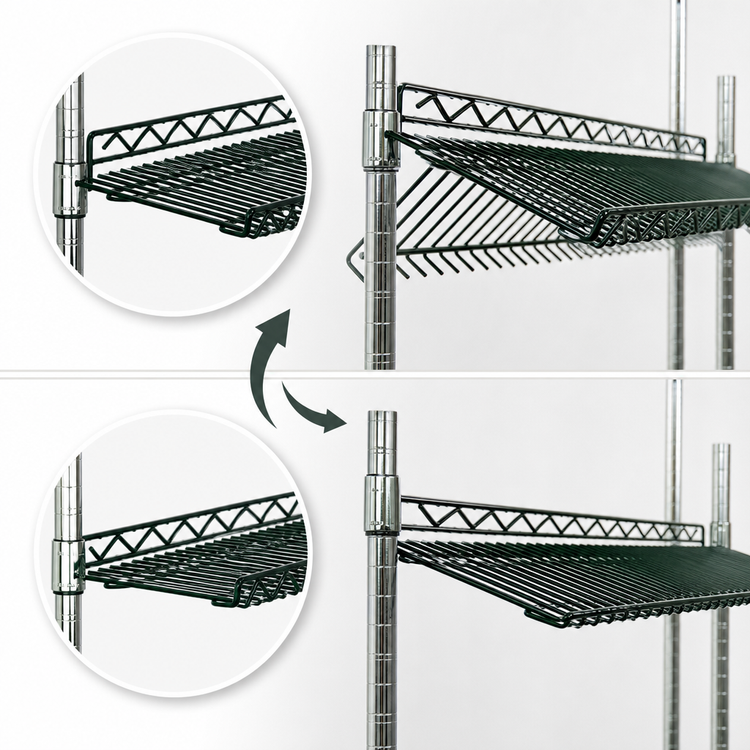 Product image #3 for Eagle Valu-Gard Green Epoxy Reversible Angled Wire Shelf with Hanger Rails, 48 x 18 Inches