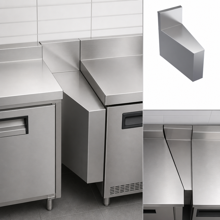 Product image #3 for Krowne Royal Series Underbar Rear Corner Angle Filler, 15° Angle, 19-Inch Front-to-Back, Flat Top, Stainless Steel