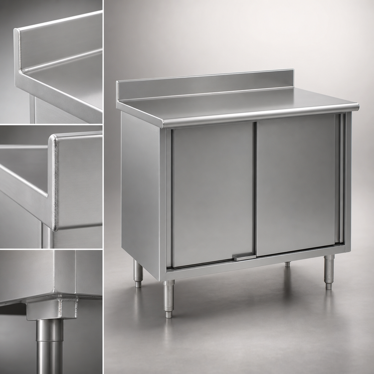 Product image #3 for Eagle Spec-Master 84" x 24" Enclosed Work Table with Sliding Doors and 4-1/2" Backsplash