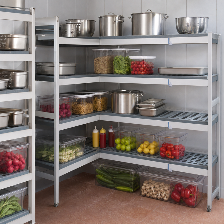 Product image #3 for Fermostock 4-Tier Corner Expansion Polymer Shelving Kit, 83" H x 38" W x 14" D