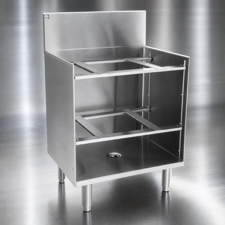 Product image #3 for Eagle Spec-Bar GR18-19 18" x 19" Underbar Glass Rack Storage Unit, Open Front Base, 304 Stainless Steel