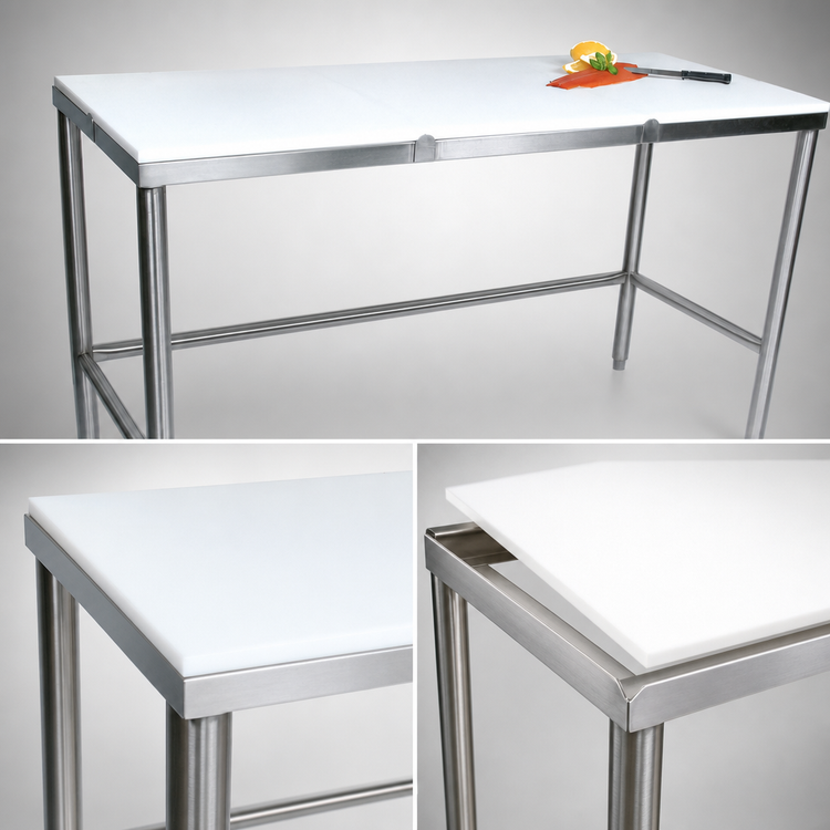 Product image #3 for John Boos TC062 96 Inch x 36 Inch Trimming Table with 3/4 Inch Reversible Poly Top and Stainless Steel Base