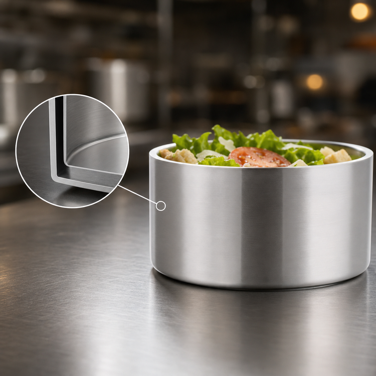Product image #3 for American Metalcraft 34 oz. Satin Finish Straight-Sided Double-Wall Stainless Steel Serving Bowl
