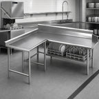 Thumbnail image #3 for Eagle Group Spec-Master CDTCIL-120-14/3 Island Clean Dishtable, 120 x 60 Inches, Right-to-Left, 14/304 Stainless Steel, 8-Inch Backsplash
