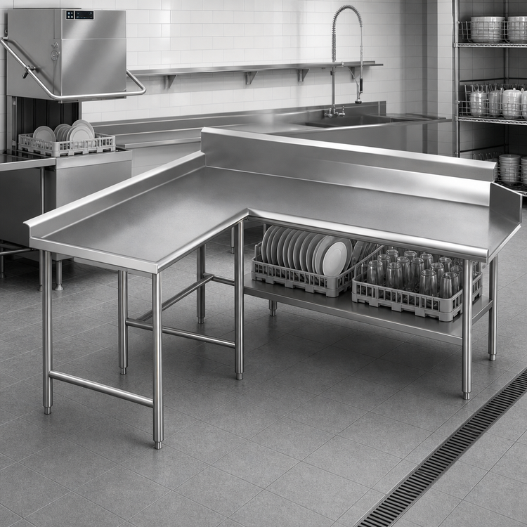 Product image #3 for Eagle Group Spec-Master 120-Inch x 60-Inch Island Clean Dishtable, 14/304 Stainless Steel