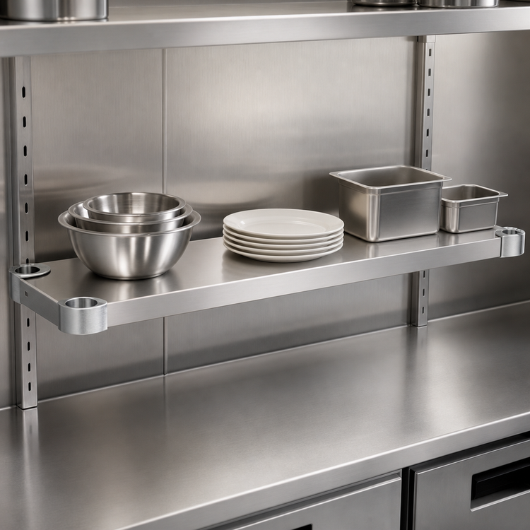 Product image #4 for Eagle Group Quik-Set Flat Solid Shelf with Marine Edge, 54" x 18", 14/304 Stainless Steel