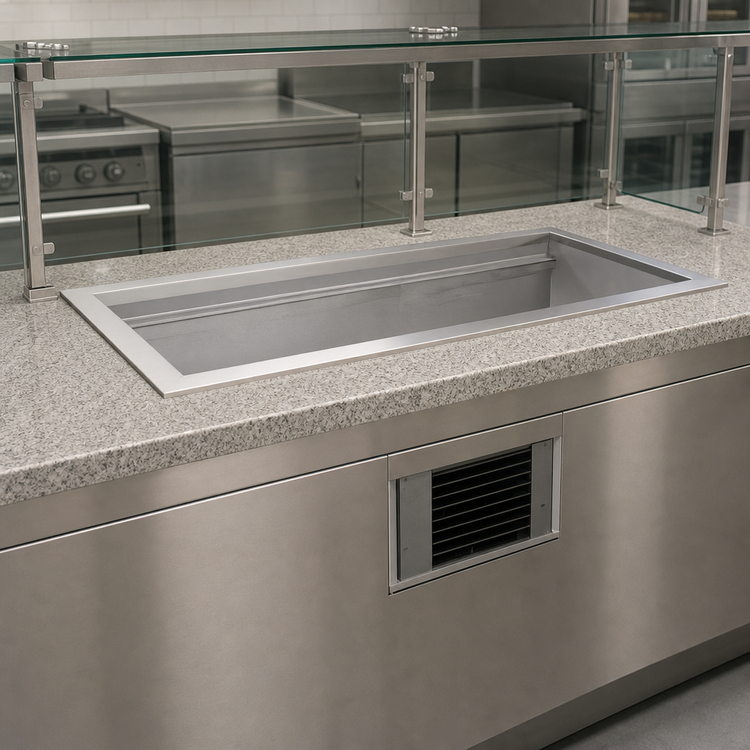 Product image #3 for Delfield Drop-In Self-Contained Refrigerated Cold Well, 6 Full-Size Pans, 8-Inch Deep, 81-3/4 Inch W x 26 Inch D