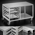 Thumbnail image #3 for Channel Manufacturing COS348 48-Inch W x 30-Inch D x 29-Inch H Aluminum Convection Oven Stand with End-Load Pan Slides and Casters
