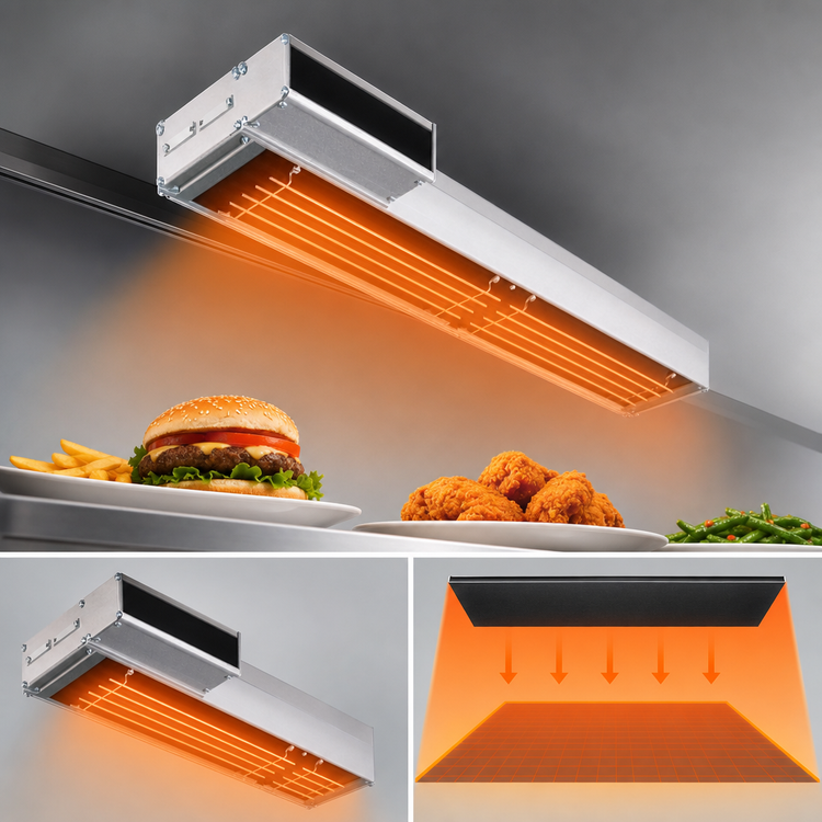 Product image #3 for Hatco Glo-Ray Dual Lighted Infra-Black Strip Heater, 24 Inch Wide, 1120 Watts, 3-Inch Spacer
