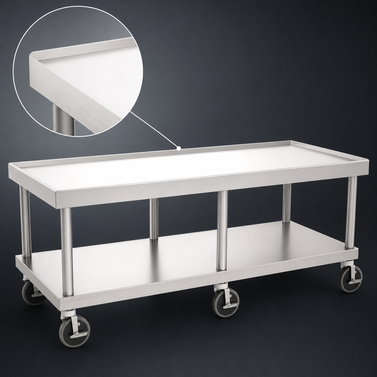 Product image #3 for Wolf 61-Inch Stainless Steel Equipment Stand with Marine Edge, Undershelf and 5-Inch Casters