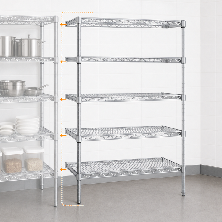 Product image #3 for EAGLEbrite 5-Tier Add-On Wire Shelving Unit, 60W x 18D x 86H, Zinc Finish