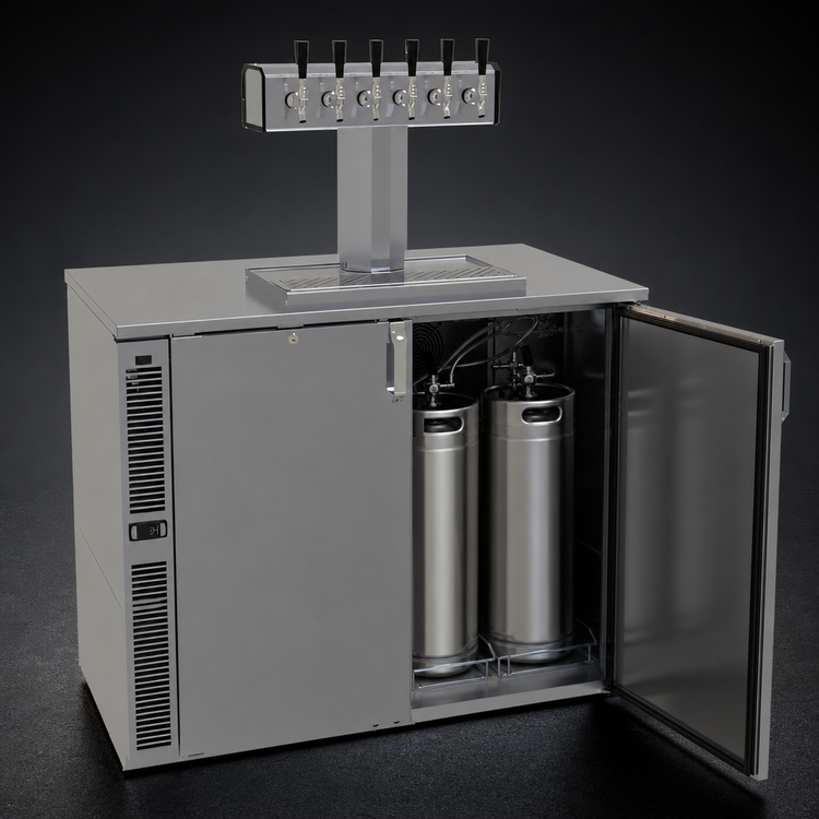 Product image #3 for Glastender C1SB44-DD One-Zone Side-Serviced Bar Profile Draft Dispensing Cooler, 44-Inch, Two-Section