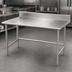 Thumbnail image #3 for Advance Tabco 120-Inch x 36-Inch 16-Gauge 304 Stainless Steel Commercial Work Table with 5-Inch Backsplash and Galvanized Open Base