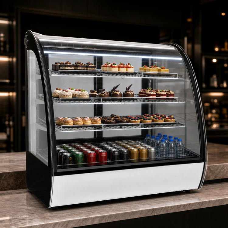 Product image #3 for Omcan Countertop Curved Glass Refrigerated Display Case, 48 Inch, 7.94 Cu. Ft.