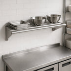 Thumbnail image #3 for John Boos BHS1672-T Wall-Mounted Tubular Stainless Steel Shelf, 72"W x 16"D, with End Brackets