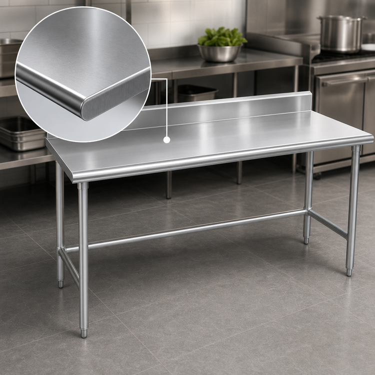 Product image #3 for Advance Tabco 108-Inch x 30-Inch Stainless Steel Work Table with 5-Inch Backsplash