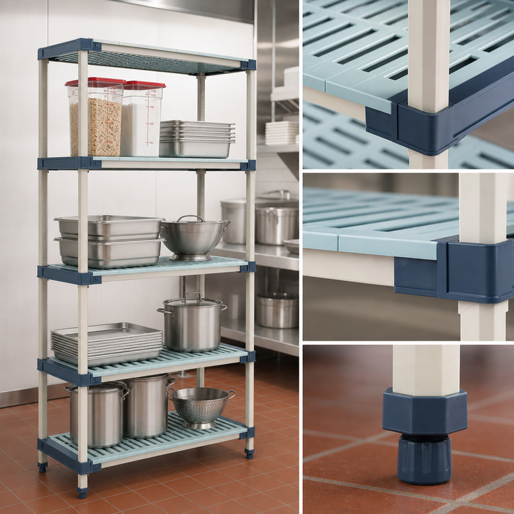 Product image #3 for MetroMax 4 Rust-Proof All-Polymer Open Grid 4-Shelf Starter Shelving Unit, 24"W x 24"D x 63"H