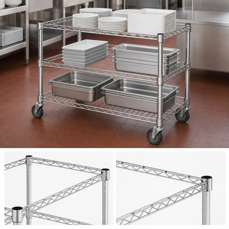 Product image #3 for Quantum 2448FS 3-Sided Truss Wire Frame Bus Cart, 48 x 24 Inches, 304 Stainless Steel