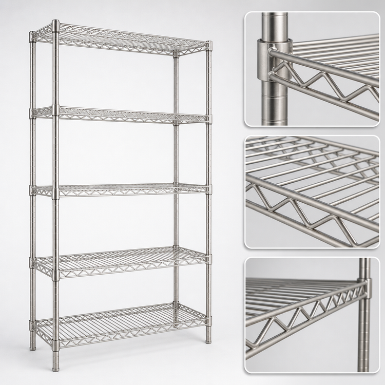 Product image #3 for Eagle Group 5-Tier Wire Shelving Starter Unit with QuadTruss, Stainless Steel, 48W x 18D x 74H
