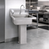 Thumbnail image #3 for Eagle Group Pedestal-Mount Lavatory Hand Sink with Electronic Eye Gooseneck Spout, Soap Dispenser & Basket Drain