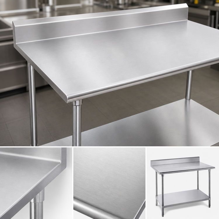 Product image #3 for Advance Tabco 72" x 36" Stainless Steel Work Table with 5" Backsplash and Galvanized Undershelf