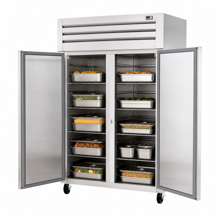 Product image #3 for True SPEC SERIES Two-Section Reach-In Heated Holding Cabinet with Stainless Steel Doors and Chrome Shelves