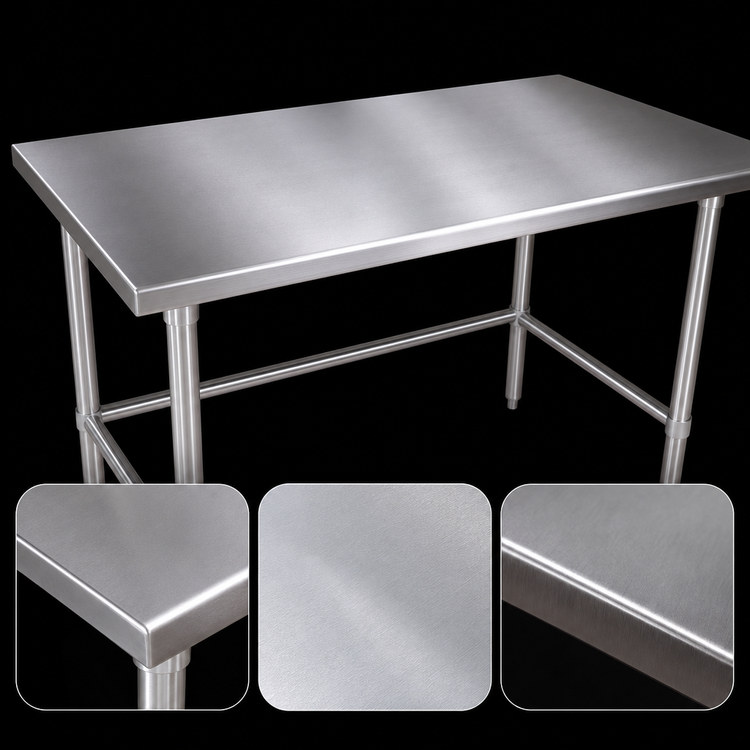 Product image #3 for John Boos Stainless Steel Flat Top Work Table, 60-Inch Wide x 48-Inch Deep, 14-Gauge, Stallion Safety Edge
