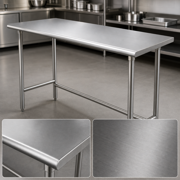 Product image #3 for Advance Tabco 120" x 24" 304 Stainless Steel Flat Top Work Table with Open Base