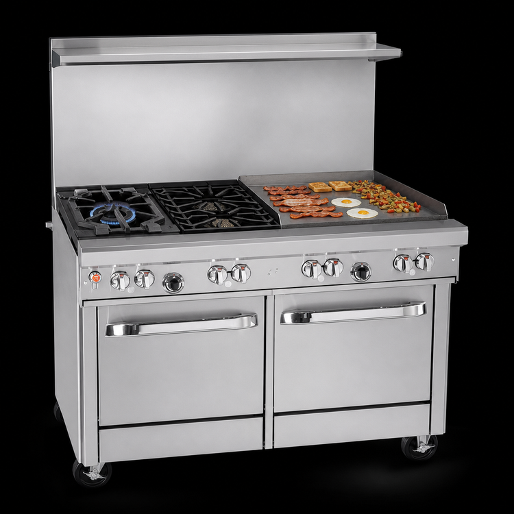 Product image #3 for Southbend Ultimate 48-Inch Gas Restaurant Range with 36-Inch Thermostatic Griddle, Standard Oven and Cabinet Base
