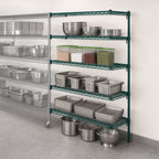 Thumbnail image #4 for Metro Super Erecta 5AA357K3 Add-On Wire Shelving Unit, 48W x 18D x 74H, 5 Shelves, Green Epoxy-Coated