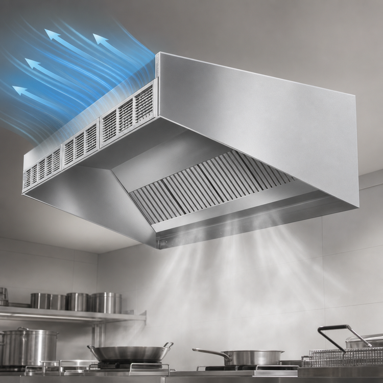 Product image #3 for SpecAir HESFA96-60 60"W Wall Type Front Discharge Make-Up Air Exhaust Hood