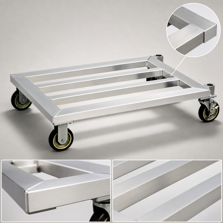 Product image #4 for New Age Mobile Tubular Aluminum Dunnage Rack, 31-3/4"W x 24"D x 8-1/4"H, 1000 lb Capacity