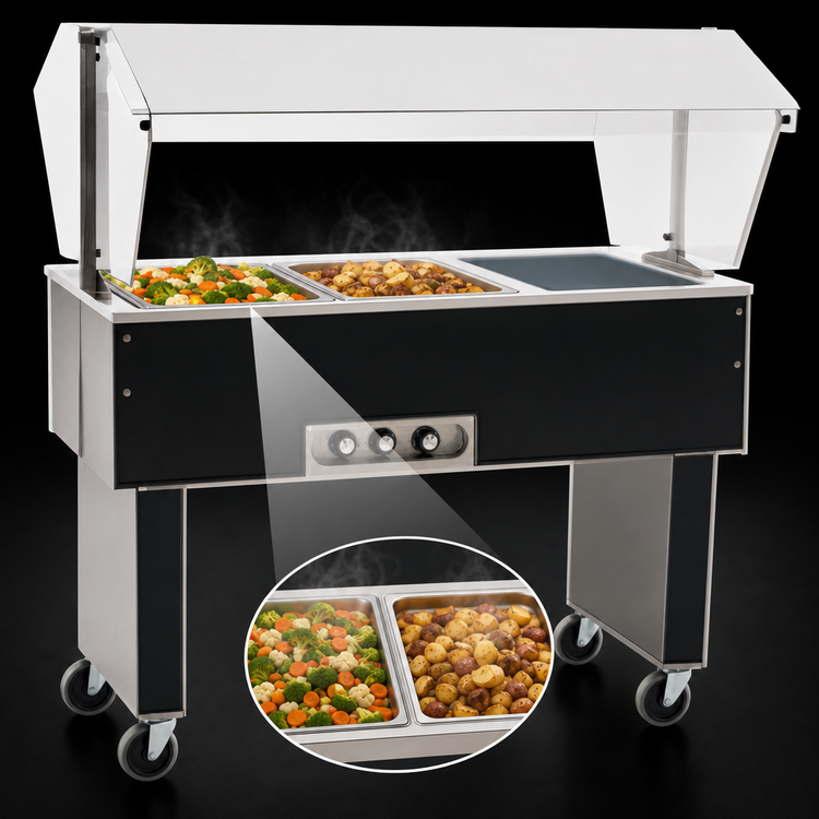 Product image #3 for Eagle Service Mate Deluxe Portable Buffet Hot Food Table, 33 Inch Wide, 2-Well, 240V Electric