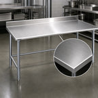 Thumbnail image #3 for Eagle Group Spec-Master T30120STE-BS 120" x 30" Stainless Steel Work Table, 14-Gauge 300 Series Top, 4-1/2" Backsplash, Rolled Edge