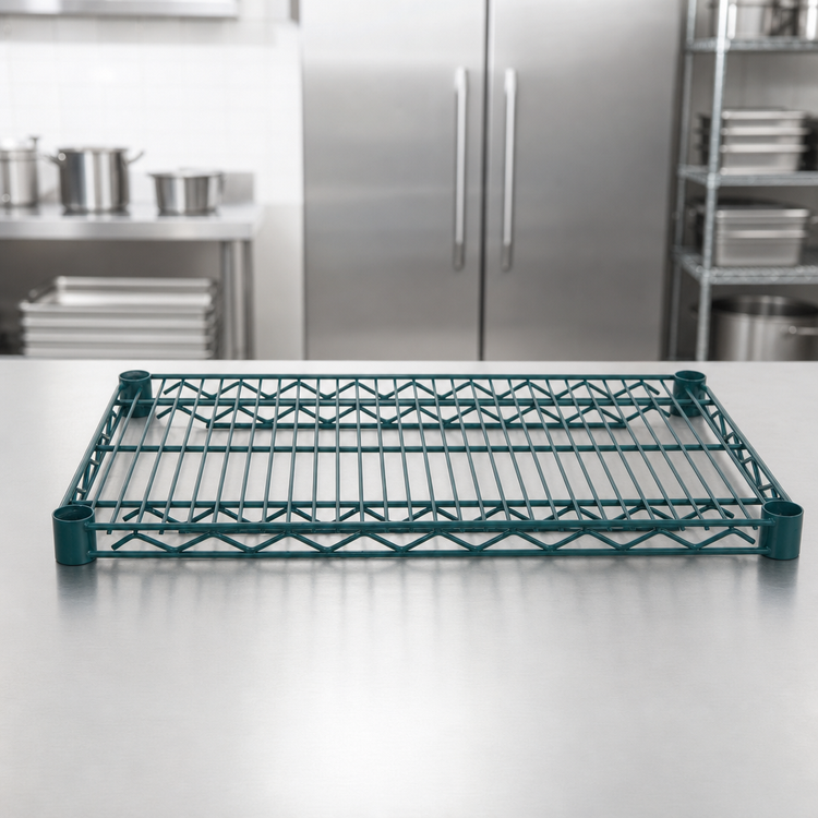 Product image #4 for Advance Tabco Special Value Series Heavy Duty Green Epoxy Coated Wire Shelf, 72 Inch W x 21 Inch D