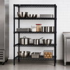 Thumbnail image #3 for Quantum WR86-2154BK 54"W x 21"D x 86"H Black Epoxy Stationary Wire Shelving Starter Kit, 4 Shelves/4 Posts