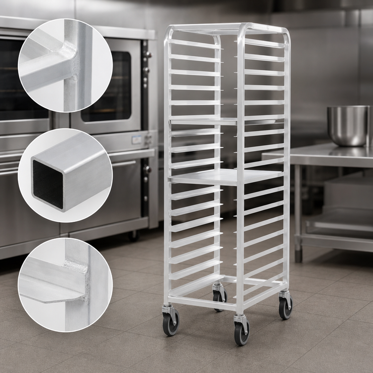 Product image #3 for Channel Standard Heavy-Duty Mobile End-Load Aluminum Bun Pan Rack, 20.5"W x 26"D x 64"H, 27 Pan Capacity