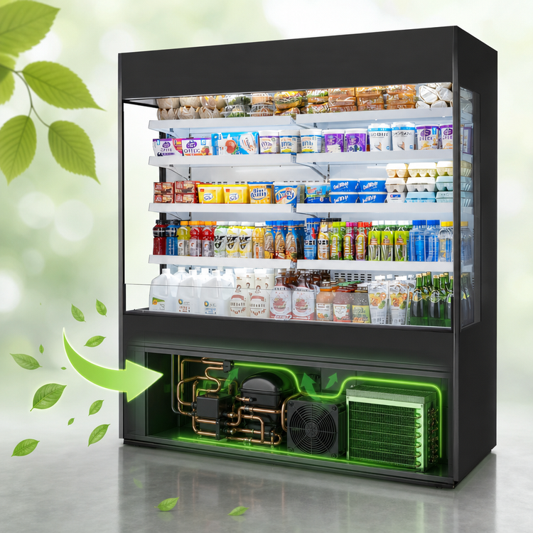 Product image #3 for True 72-Inch Vertical Glass-Sided Open Air Merchandiser Refrigerator with 8 Adjustable Shelves