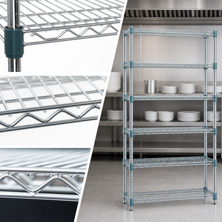 Product image #3 for EagleGard 5-Tier Stationary Starter Wire Shelving Unit with QuadTruss Shelves, 48"W x 18"D x 74"H