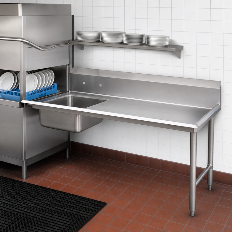 Product image #3 for Advance Tabco Straight-Soil Right-Hand Dish Table with Pre-Rinse Sink, 71 Inches, 14 Gauge 304 Stainless Steel